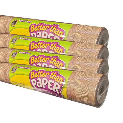 Teacher Better Than Paper Bulletin Board Roll, 4' X 12', Rustic Wood Design, 4 Rolls TCR32204