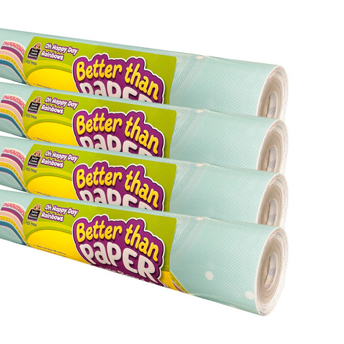 Teacher Better Than Paper Bulletin Board Roll, Oh Happy Day Rainbows, 4-Pack TCR32459