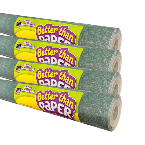 Teacher Better Than Paper Bulletin Board Roll, Vintage Chalkboard, 4-Pack TCR32460