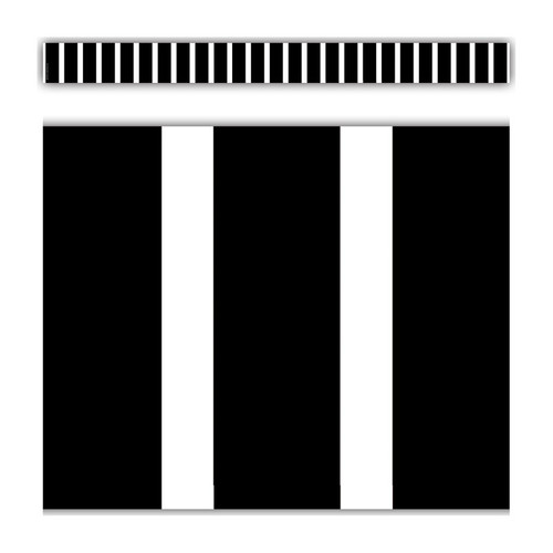 Teacher Black And White Vertical Stripes Straight Border Trim, 35 Feet TCR3935