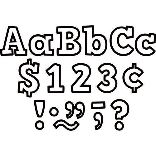 Teacher Black & White Bold Block 4" Letters Combo Pack, Pack Of 230 TCR3937