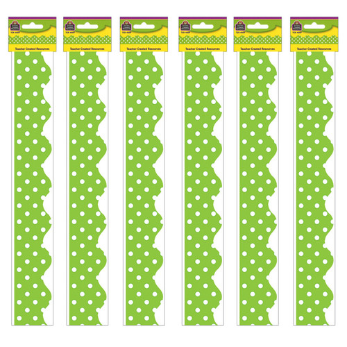 Teacher Lime Mini Polka Dots Border Trim, 35 Feet Per Pack, 6 Packs TCR4669-6