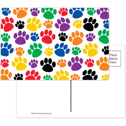 Teacher Colorful Paw Prints Postcards, Pack Of 30 TCR4799