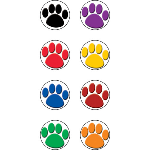 Teacher Colorful Paw Prints Mini Stickers, 3/8", Pack Of 528 TCR4819