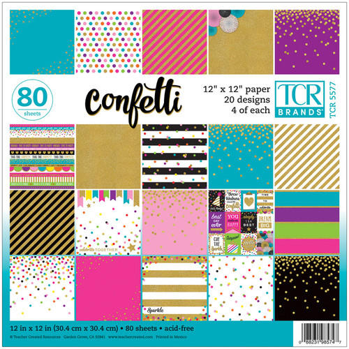 Teacher Confetti Project Paper, 12" X 12", 80 Sheets TCR5577