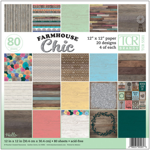Teacher Farmhouse Chic Project Paper, 12" X 12", 80 Sheets TCR5581