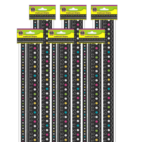 Teacher Chalkboard Brights Straight Border Trim, 35 Feet Per Pack, 6 Packs TCR5619-6