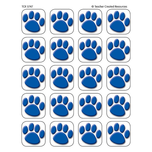 Teacher Blue Paw Prints Stickers, 1" Square TCR5747