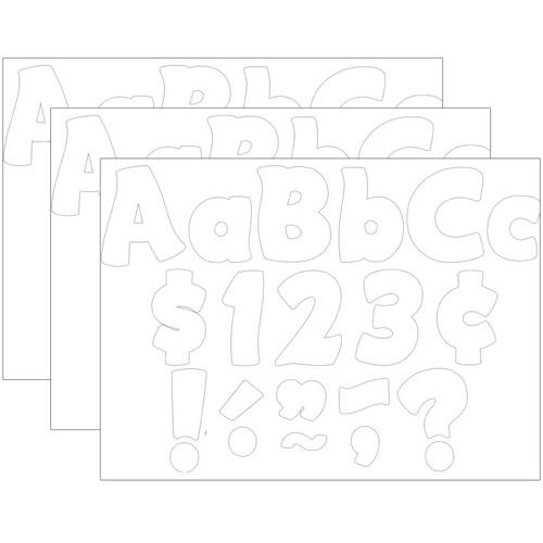 Teacher White Funtastic 4" Letters Combo Pack, 208 Per Pack, 3 Packs TCR5819-3