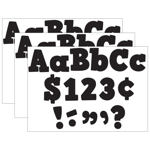 Teacher Black Bold Block 4" Letters Combo Pack, 230 Pieces Per Pack, 3 Packs TCR5822-3