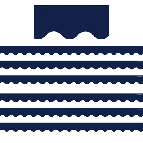 Teacher Navy Scalloped Border Trim, 35 Feet Per Pack, 6 Packs TCR5861-6