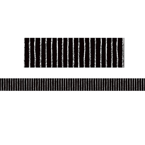 Teacher Black With White Pinstripes Straight Border Trim, 35 Feet TCR6061