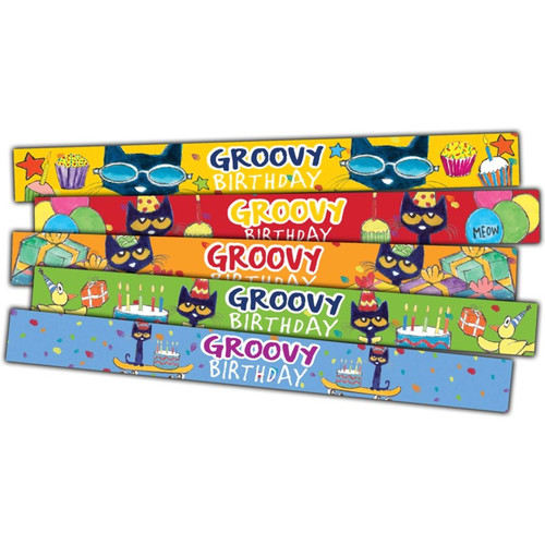 Edupress Pete The Cat Groovy Birthday Slap Bracelets, Pack Of 10 TCR62007