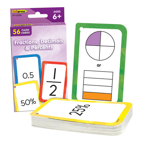Teacher Fractions, Decimals & Percents Flash Cards TCR62098