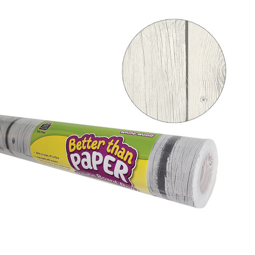 Teacher Better Than Paper Bulletin Board Roll, 4' X 12', White Wood Design, 4 Rolls TCR6331