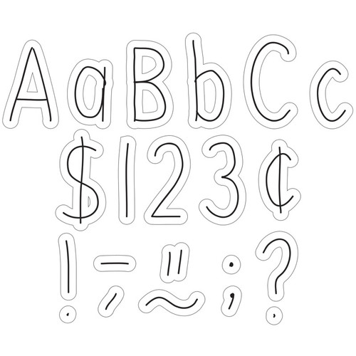 Teacher Black On White Hand Drawn 4" Letters Combo Pack, 262 Pieces TCR6623