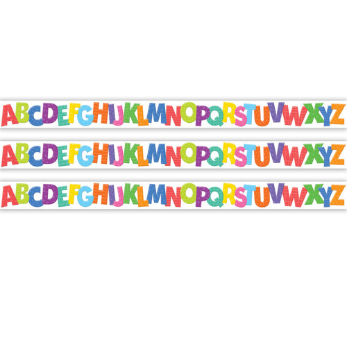 Teacher Colorful Alphabet Die-Cut Border Trim, 35 Feet Per Pack, 3 Packs TCR6916-3
