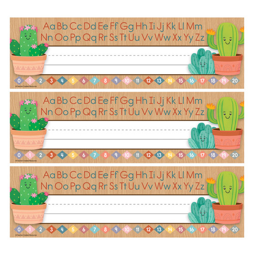 Teacher Happy Cactus Crew Flat Name Plates, 36 Per Pack, 3 Packs TCR6960-3