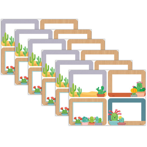 Teacher Happy Cactus Crew Name Tags/Labels, Multi-Pack, 3-1/2" X 2-1/2", 36 Per Pack, 6 Packs TCR6961-6