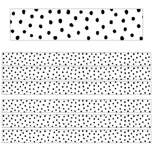 Teacher Black Painted Dots On White Straight Border Trim, 35 Feet Per Pack, 6 Packs TCR7083-6