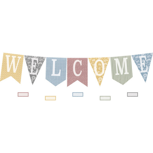 Teacher Classroom Cottage Pennants Welcome Bulletin Board Set, 53 Pieces TCR7170