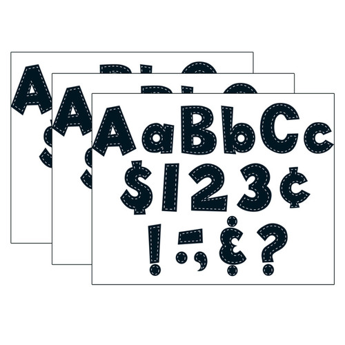 Teacher 4" Fun Font Letters, Black Stitch, 160 Pieces Per Pack, 3 Packs TCR75150-3