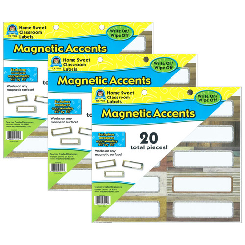 Teacher Home Sweet Classroom Labels Magnetic Accents, 20 Per Pack, 3 Packs TCR77012-3