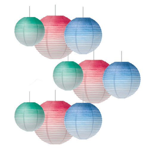 Teacher Watercolor Hanging Paper Lanterns, Assorted Colors & Sizes, 3 Per Pack, 3 Packs TCR77106-3