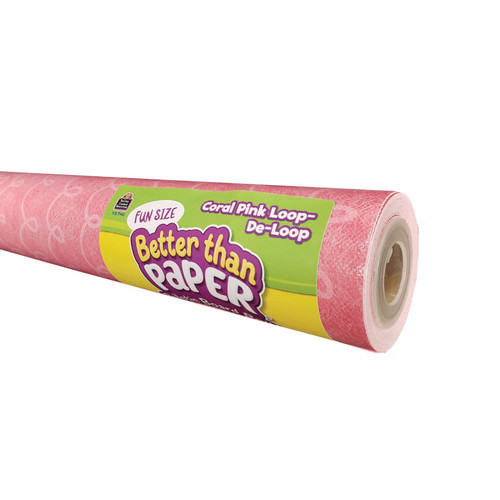 Teacher Fun Size Better Than Paper Bulletin Board Roll, 18" X 12', Coral Pink Loop-De-Loop TCR77401