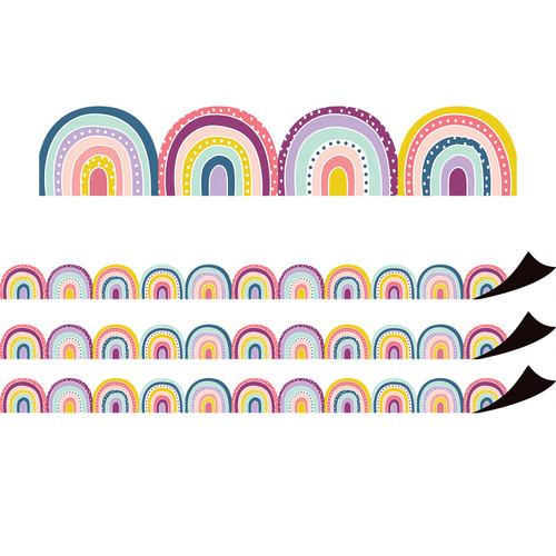 Teacher Oh Happy Day Rainbows Magnetic Border, 24 Feet Per Pack, 3 Packs TCR77560-3