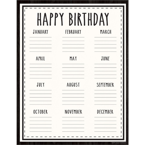 Teacher Modern Farmhouse Happy Birthday Chart TCR7997