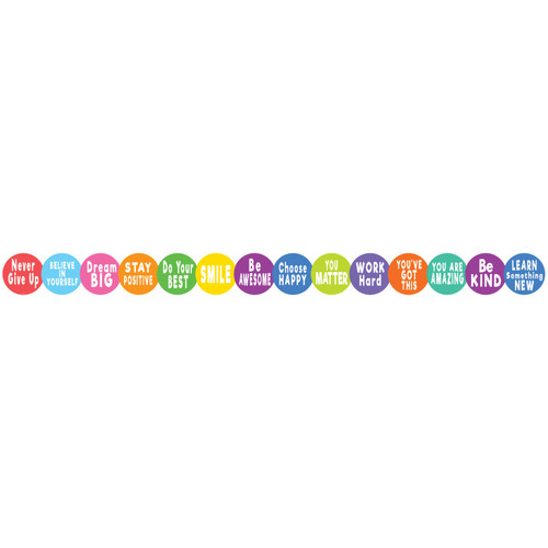 Teacher Colorful Positive Sayings Border Trim, 35 Feet TCR8326