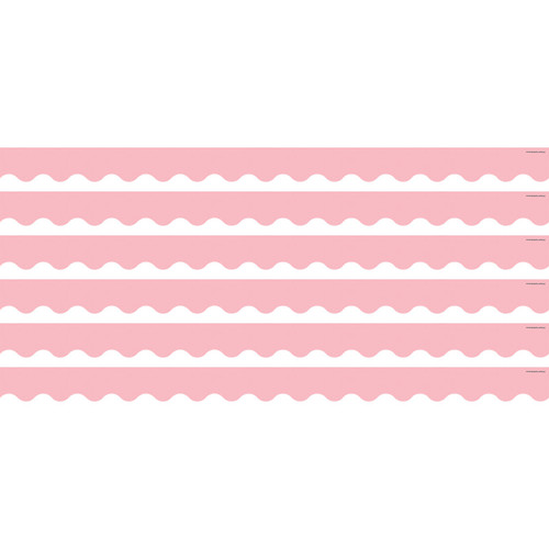 Teacher Pastel Pink Scalloped Border Trim, 35 Feet Per Pack, 6 Packs TCR8428-6
