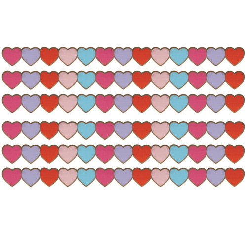 Teacher Home Sweet Classroom Hearts Die-Cut Border Trim, 35 Feet Per Pack, 6 Packs TCR8457-6