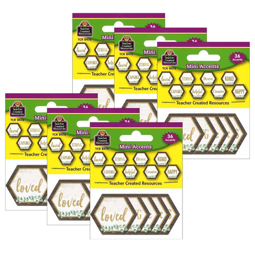 Teacher Eucalyptus Positive Words Mini Accents, 36 Per Pack, 6 Packs TCR8476-6