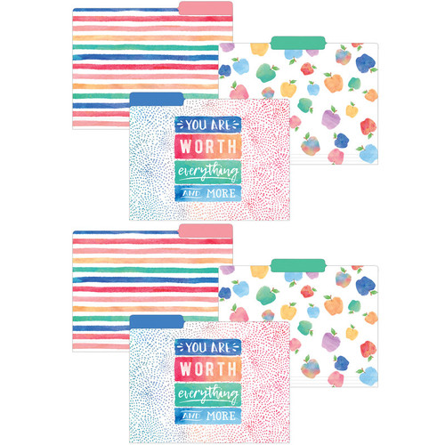 Teacher Watercolor File Folders, 12 Per Pack, 2 Packs TCR8541-2