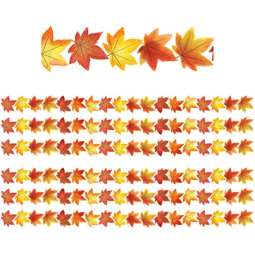Teacher Fall Leaves Die-Cut Border Trim, 35 Feet Per Pack, 6 Packs TCR8579-6