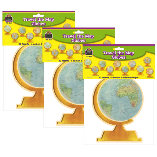 Teacher Travel The Map Globes Accents, 30 Per Pack, 3 Packs TCR8641-3