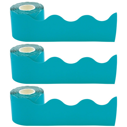 Teacher Teal Scalloped Rolled Border Trim, 50 Feet Per Roll, Pack Of 3 TCR8941-3
