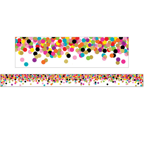 Teacher Confetti Straight Rolled Border Trim, 50 Feet TCR8952