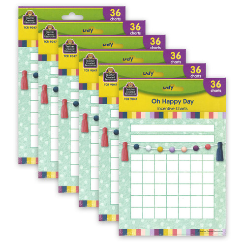 Teacher Oh Happy Day Incentive Charts, 36 Per Pack, 6 Packs TCR9047-6