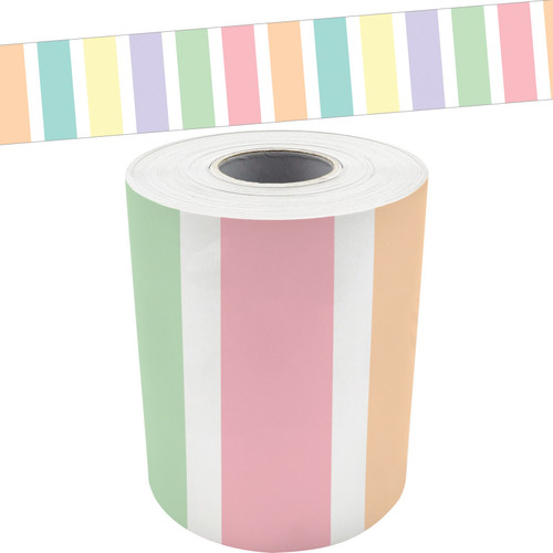 Teacher Pastel Pop Stripes Straight Rolled Border Trim, 50 Feet TCR9156