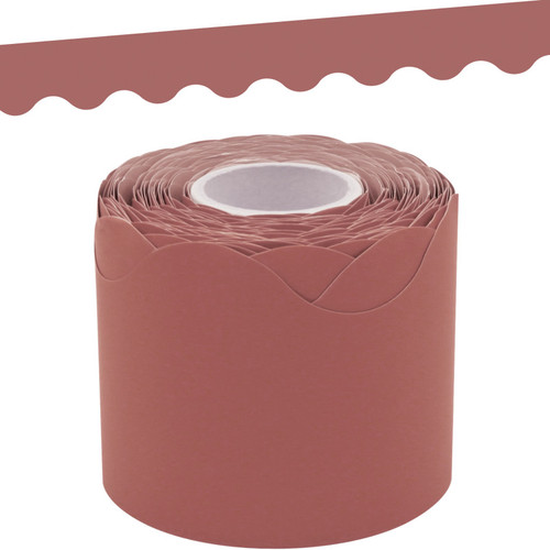 Teacher Deep Rose Scalloped Rolled Border Trim, 50 Feet TCR9159