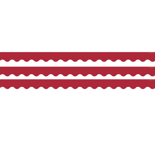 Teacher Cranberry Red Scalloped Border Trim, 35 Feet Per Pack, 3 Packs TCR9242-3
