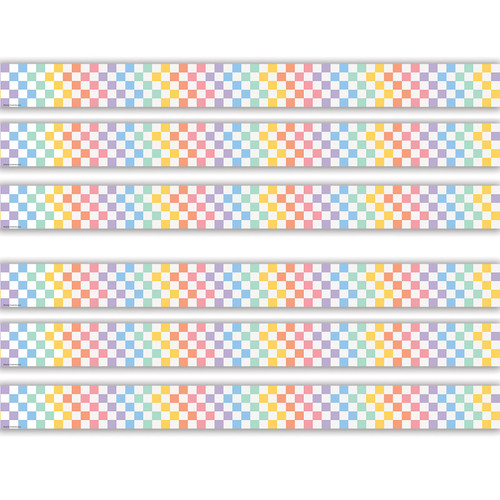 Teacher Cool For School Checkers Straight Border Trim, 35 Feet Per Pack, 6 Packs TCR9310-6