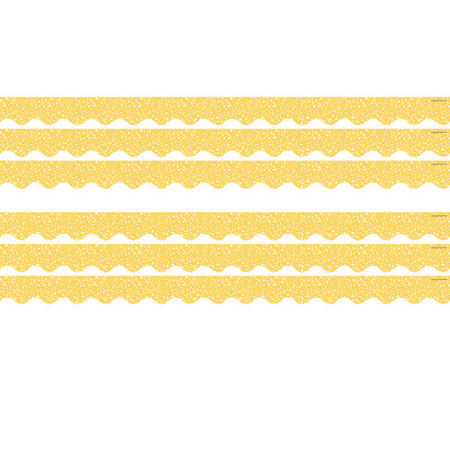 Teacher Composition Yellow Scalloped Border Trim, 35 Feet Per Pack, 6 Packs TCR9315-6