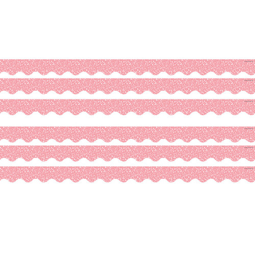 Teacher Composition Pink Scalloped Border Trim, 35 Feet Per Pack, 6 Packs TCR9316-6