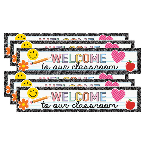 Teacher Cool For School Welcome To Our Classroom Banner, 8" X 39", Pack Of 6 TCR9327-6