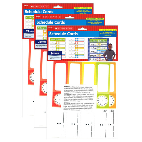 Scholastic Schedule Cards, Pocket Chart Add-Ons, 24 Cards Per Pack, 3 Packs TF-5405-3