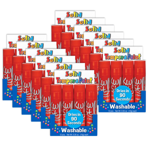 Kwik Solid Tempera Paint Sticks, Single Color Pack, Red, 12 Per Box, 12 Boxes TPG6002012